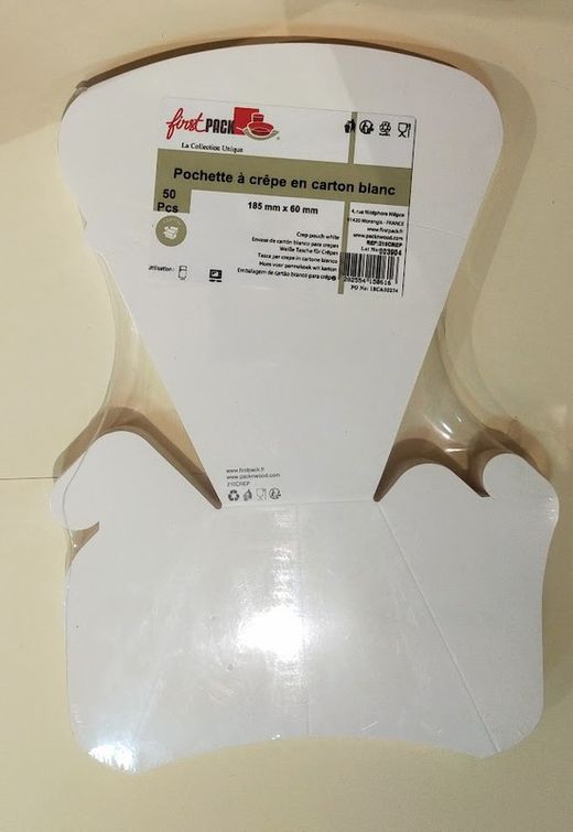 BASE PORTA CREPES - 185 X 60 mm Cartón blanco
