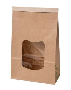 Bolsa de Papel Marrón BIO con Base y Ventana (L) (250 Unidades)