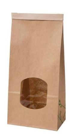 Bolsa de Papel Marrón BIO con Base y Ventana (MS) (250 Unidades)