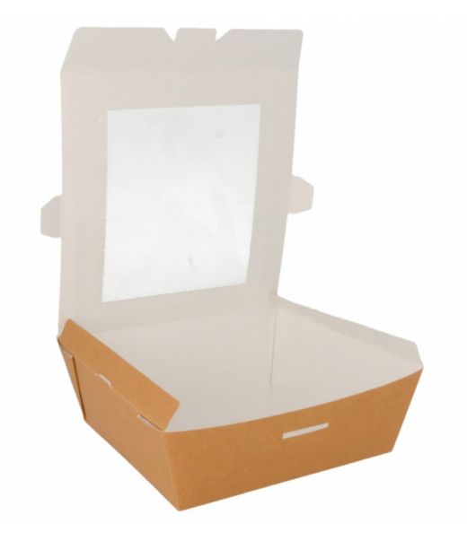 Caja de Ensalada Cuadrada con Ventana (100 Unidades)