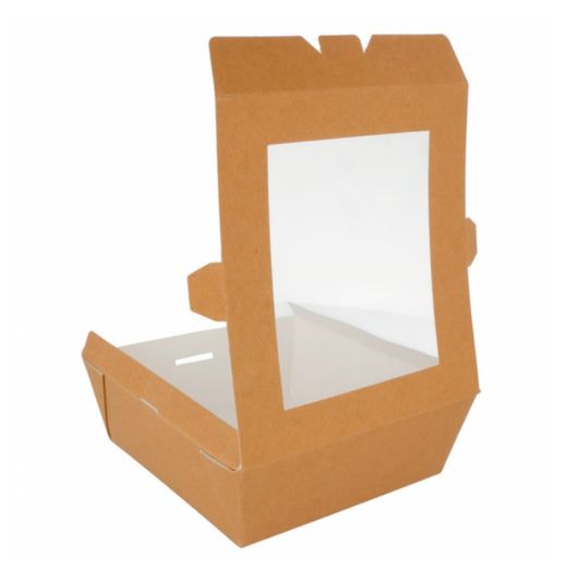 Caja de Ensalada Cuadrada con Ventana (100 Unidades)