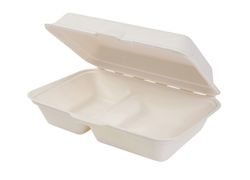 Envase Caña de Azucar (2 comp) con tapa abatible. 24,2 x 16 x 7,5 cm (250 Unidades) uds.)