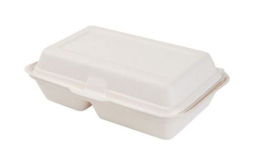 Envase Caña de Azucar (2 comp) con tapa abatible. 24,2 x 16 x 7,5 cm (250 Unidades) uds.)