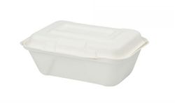 Envase de Caña de Azucar, con tapa abatible,rectangular,19,1 x 13,6 x 5,9 cm, (250 Unidades)