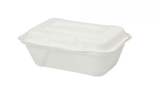Envase de Caña de Azucar, con tapa abatible,rectangular,19,1 x 13,6 x 5,9 cm, (250 Unidades)
