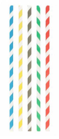 Pajitas de Papel Desechables (A Rayas)Rectas- 21 cm - (500 Unidades)