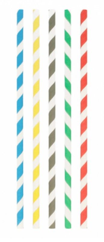 Pajitas de Papel Desechables (A Rayas)Rectas- 21 cm - (500 Unidades)