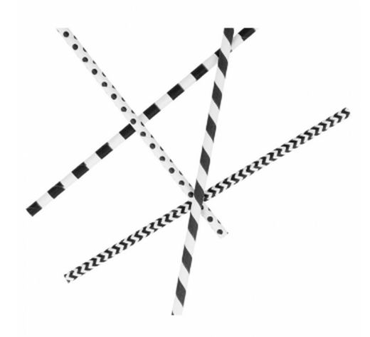 Pajitas de Papel Desechables (Negras variadas)Rectas- 21 cm - (500 Unidades)