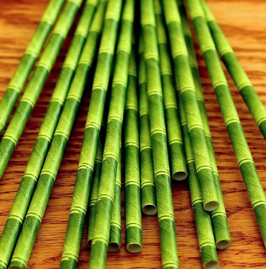 Pajitas de Papel Desechables (Simil Bambu)Rectas- 21 cm - (500 Unidades)